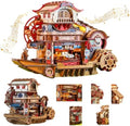 OZJAY Nautical Sushi DIY Miniature House Kit, 3D Wooden Puzzles for Adults