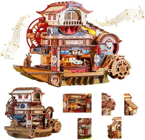 OZJAY Nautical Sushi DIY Miniature House Kit, 3D Wooden Puzzles for Adults
