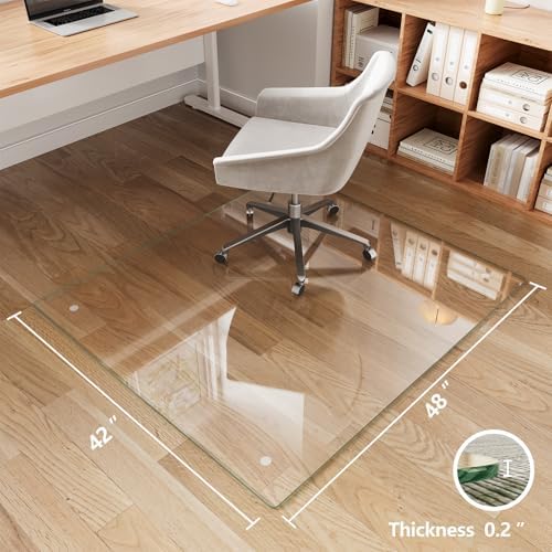 Koonmi Glass Chair Mat for Carpet, 42"x48" Thick Office Chair Mat