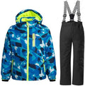WOWULOVELY Big Boy's 2-Piece Colorblock Snow Pants and Jacket Snowsuit Ski Suit