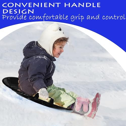 Slippery Racer Heavy-Duty Cold Resistant Downhill Pro Adults and Kids Plastic Outdoor Winter Saucer Disc Snow Sled with Handles