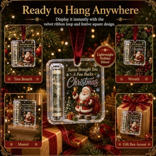 Crystal Christmas Cash Gift Holder Ornament Clear Acrylic Money Decor，A11