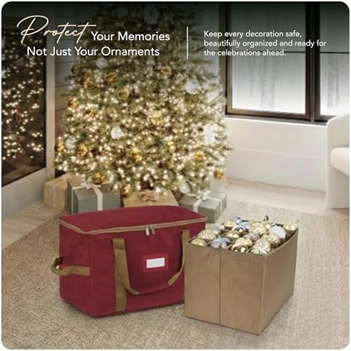 Covermates Adjustable Ornament Storage Bag, 19.25" W x 13" D x 12.5" H, Red