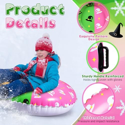 Sotiff Snow Tubes for Kids, 36 Inch Thickened Heavy Duty Inflatable Snow Sleds for Winter with Sturdy Handles Durable Winter Toys for Outdoor Sledding Tube Gift Set