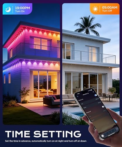 Permanent Outdoor Lights for House, 50ft Christmas RGB+IC Lights