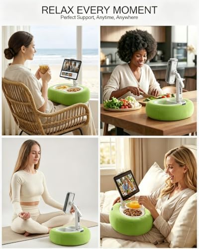 Miledi Tablet Pillow Stand for Bed with 360° Rotating Holder, Green