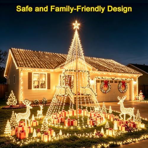 KNONEW 600ft 1500 LED Christmas String Lights Outdoor Green Wire 8 Modes & Timer Fairy Light Plug in Waterproof Patio Lights for Xmas Yard Tree Wedding Party Holiday Decorations (Warm White)