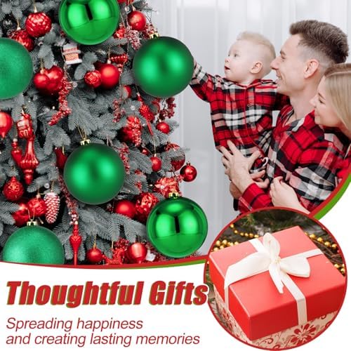 Wettarn 6 Pcs Extra Large Christmas Ball Ornaments 8'' Shatterproof, Green