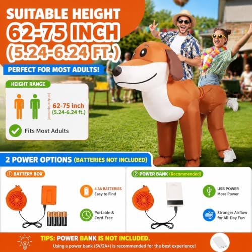 Two-Person Couples Inflatable Dachshund Dog Costume for Adults