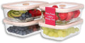 Non-Toxic Glass Food Containers with Lids, 4-Pack, 21 oz, Airtight, Beige | Plastic & BPA free. Glass body, glass lid & platinum silicone seal. Airtight & leakproof. Freezer & microwave safe.
