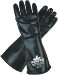 MCR Safety CP25L Butyl Rubber Gloves, 25 Mil Smooth Finish, Gauntlet Rolled Cuff, 14" Length, Large, 1-Pair, Black