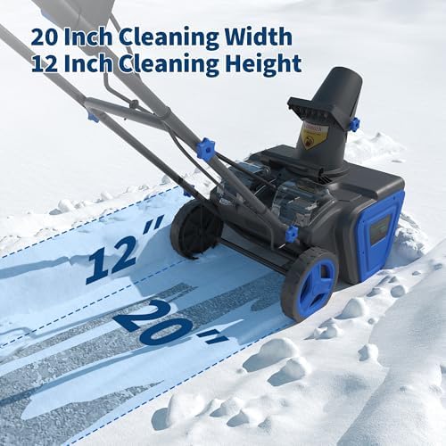 Cordless Snow Blower - 20 Inch Electric Snow Thrower with Dual 20V 4.0Ah Batteries & Charger, Brushless Motor, 25FT Throwing Distance, 12in Deep Cleanup, Dual LED Lights, for Sidewalks & Driveways