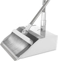 VIDECOR Dustpan and Brush Set Long Handled, Tall 180 Degree Rotating Sweeping Brush, Household Dust Pan with Comb Teeth for Indoor Outdoor Garden Home Room