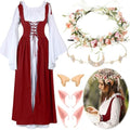 Bonuci 6 Pcs Medieval Renaissance Costume Women Fairy Dress