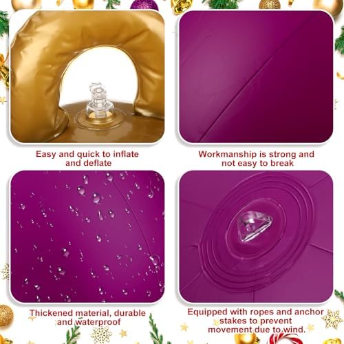 Jetec 4 Pcs Giant Inflatable Christmas Ball, Solid, Purple