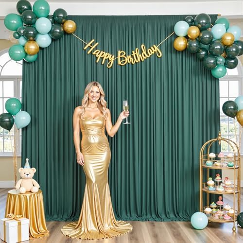 Hunter Green Backdrop Curtain for Parties Wrinkle Free Dark Green Photo Curtains Backdrop Drapes Fabric Decoration for Baby Shower Birthday Party Photography 5ft x 7ft,2 Panels