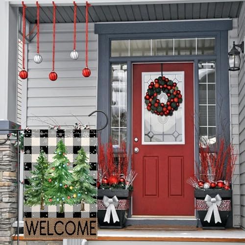 Christmas Trees Garden Flag 12x18 Inch Vertical Double Sided Welcome Christmas Winter Holiday Outside Decorations Burlap Yard Flag