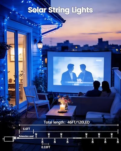 OZS 2 Pack 240 LED Solar String Lights Outdoor Waterproof, Blue