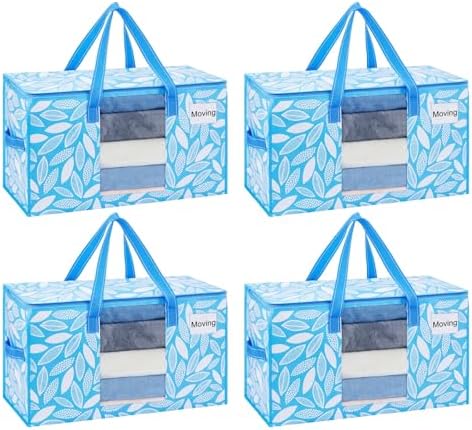 VENO Moving Bags, Wide Open Top, Clear Window, Spring Breeze, 4 Pack