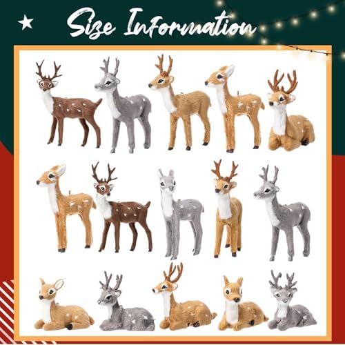 Skylety 15 Pcs Woodland Animal Ornaments Bulk,Various Deer