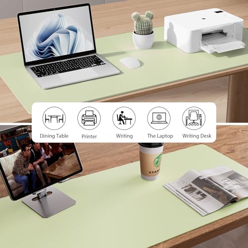 Aothia Leather Desk Pad Protector, Large Mouse Pad, Office Desk Mat, Non-Slip PU Leather Desk Blotter, Laptop Desk Pad, Waterproof Desk Writing Pad for Office and Home (Grass Green, 23.6" x 13.7")
