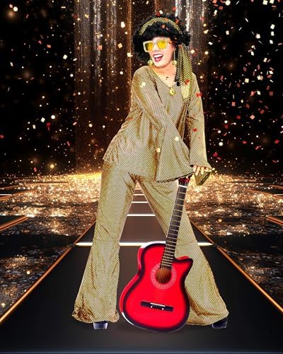 Jexine 70s Disco Outfit Women Sequin Sparkly Costume