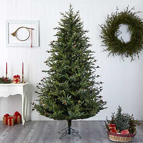 Nearly Natural 7.5ft. Artificial Classic Pine & Pinecone Christmas Tree