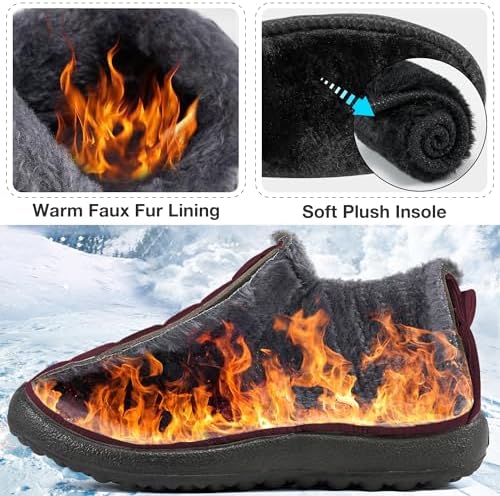 Alicegana Snow Boots for Women Winter: Warm Fur Lined Ankle Booties Comfortable Waterproof Slip On Lightweight Womens Boots