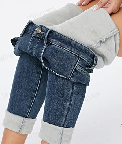 Yehopere Women's Winter Fleece Lined Jeans Slim Fit Warm Skinny High Waist Denim Jean