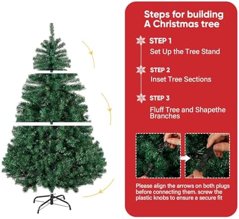 Northroad 5ft Pre-lit Artificial Christmas Tree, Prelit Xmas Tree w/600 Branch Tips & 150 UL Listed Lights with Remote Control,Timer for Xmas Decoration,Green