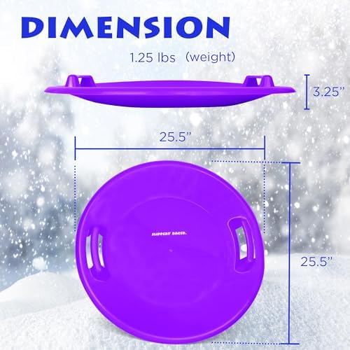 Slippery Racer Heavy-Duty Cold Resistant Downhill Pro Adults and Kids Plastic Outdoor Winter Saucer Disc Snow Sled with Handles