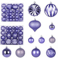 Christmas Light Purple Ornaments Balls Set, 48 Pcs Shatterproof Plastic Xmas Tree Decorative Baubles Hanging Ornaments for Holiday Wedding Party Home Decoration