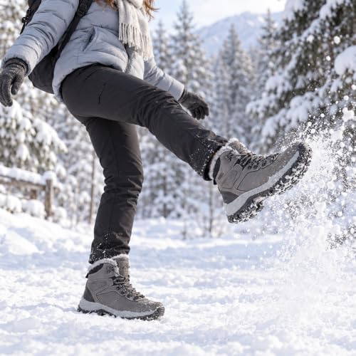 CC-Los Women's Ankle Hiking Winter Snow Boots Faux Fur Lined Warm