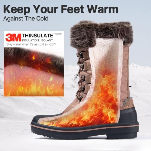 FREE SOLDIER Women's Winter Snow Boots Waterproof Shell