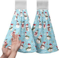 Christmas Winter Snowman Hanging Hand Towels Set of 2 Blue Snowflakes Xmas Holiday Kitchen Towels with Hanging Loop Tea Bar Dish Cloth Towels Soft Absorbent Fingertip Fast Dry Bath Towels