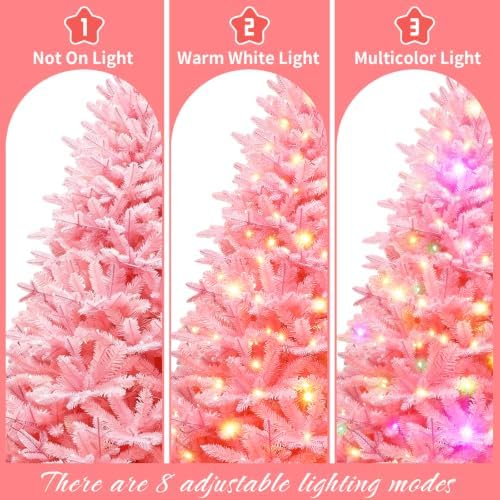 Pink Christmas Tree Pre-Lit 6FT PE & PVC for Indoor Home Decor