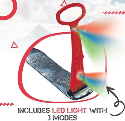 Geospace Winter Fun Foldable Snow Scooter, Ski Skate, Ski Skooter, Snow Sled, Kids Snowboard with 2 LED Light– Multi-Purpose Portable Sandboard, Snow Skate, and Kids/Teenager Sled for All Ages