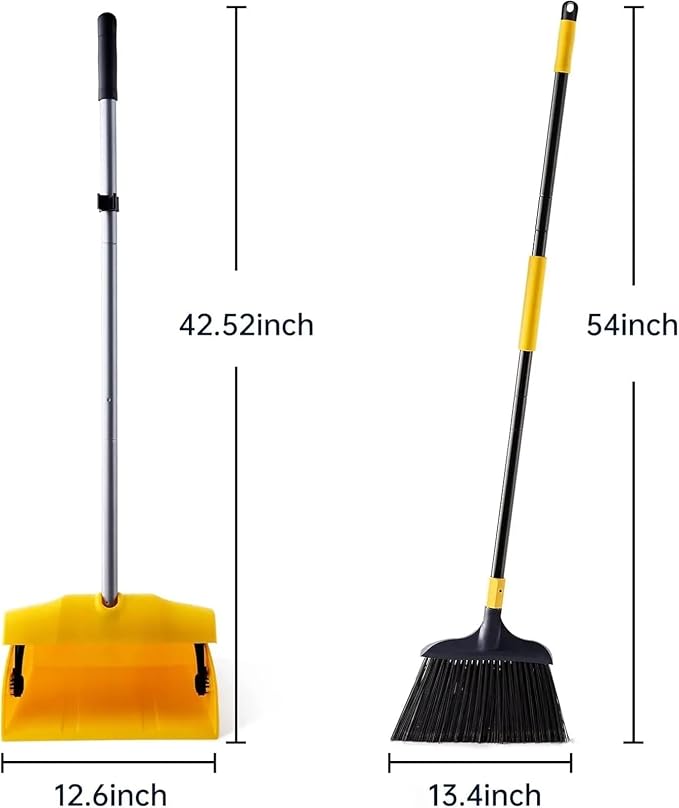Commercial Broom and Dustpan Set with Windproof Cover Outdoor Indoor 2 Plus 1 for Courtyard Garage Lobby Mall for Courtyard Garage Restaurant Lobby Patio