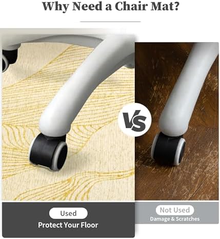 chakme Office Chair Mat for Hardwood Floor, 72"x48" Easy Glide Computer Desk Mat Protector for Rolling Chair Under Desk Rug Nonslip Backing, Machine Wash, (Golden Leaf)