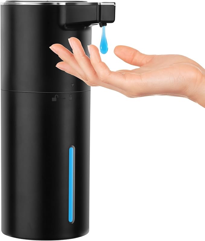 Automatic Soap Dispenser Liquid Touchless: 13.52oz/400ml Wall USB Rechargeable - 4-Level Adjustable Modern Electric Hand Soap Dispenser - Kitchen Bathroom Kids Family Black