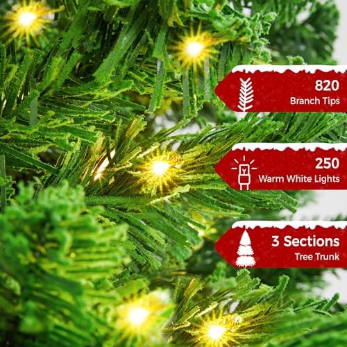 Yaheetech 6ft Prelit Artificial Christmas Tree with 250 Warm White Lights
