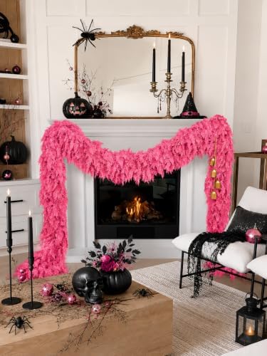 9Ft Halloween Cedar Garland,Pink Real Touch Soft Christmas Decorations