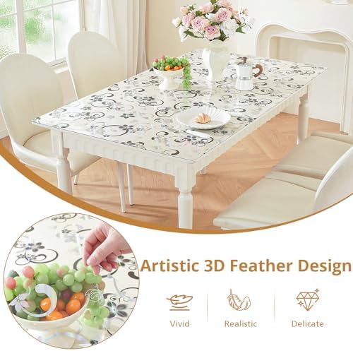 LovePads Floral Table Cover Protector 36 x 54 Inch, 1.5mm Thick Plastic Mat