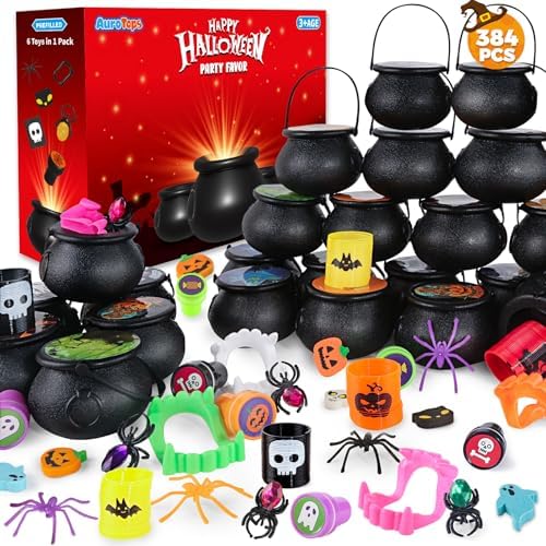 Halloween Party Favor for Kids,48 Pack Prefilled Small Witch Cauldron Toys