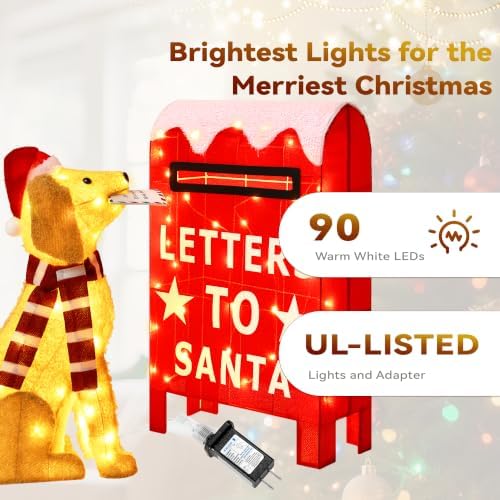 Dog & Letters to Santa Outdoor Christmas Decor with Timer&Remote Control