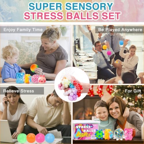 36 Pack Stress Balls, Squishy Balls, Squishy Fidget Stress Relief