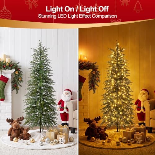 VeriNaTural 5ft Prelit Christmas Tree with Lights, Skinny Pencil Xmas Tree