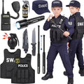 YADIYA Halloween SWAT Police Costume for Kids Boys Cop Costume Swat Vest