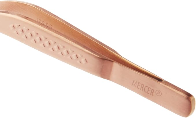 Mercer Culinary 18-8 Stainless Steel Precision Plus Chef Plating Tong, Offset, 6-1/2 Inch Tip, Rose Gold