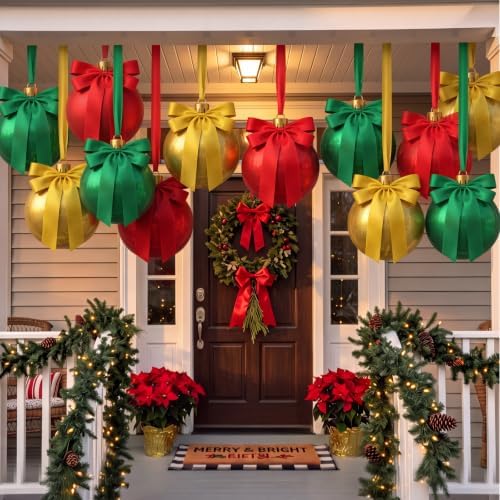 12 Set 12'' Large Christmas Inflatable Balls Ornament Ceiling Outdoor Decor